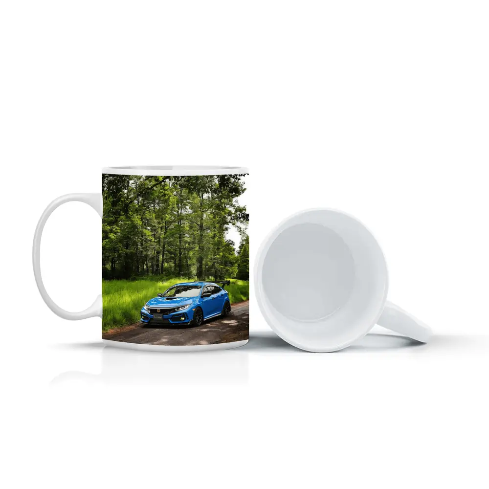 Blue Honda Civic Type R Forest Road – Mugs