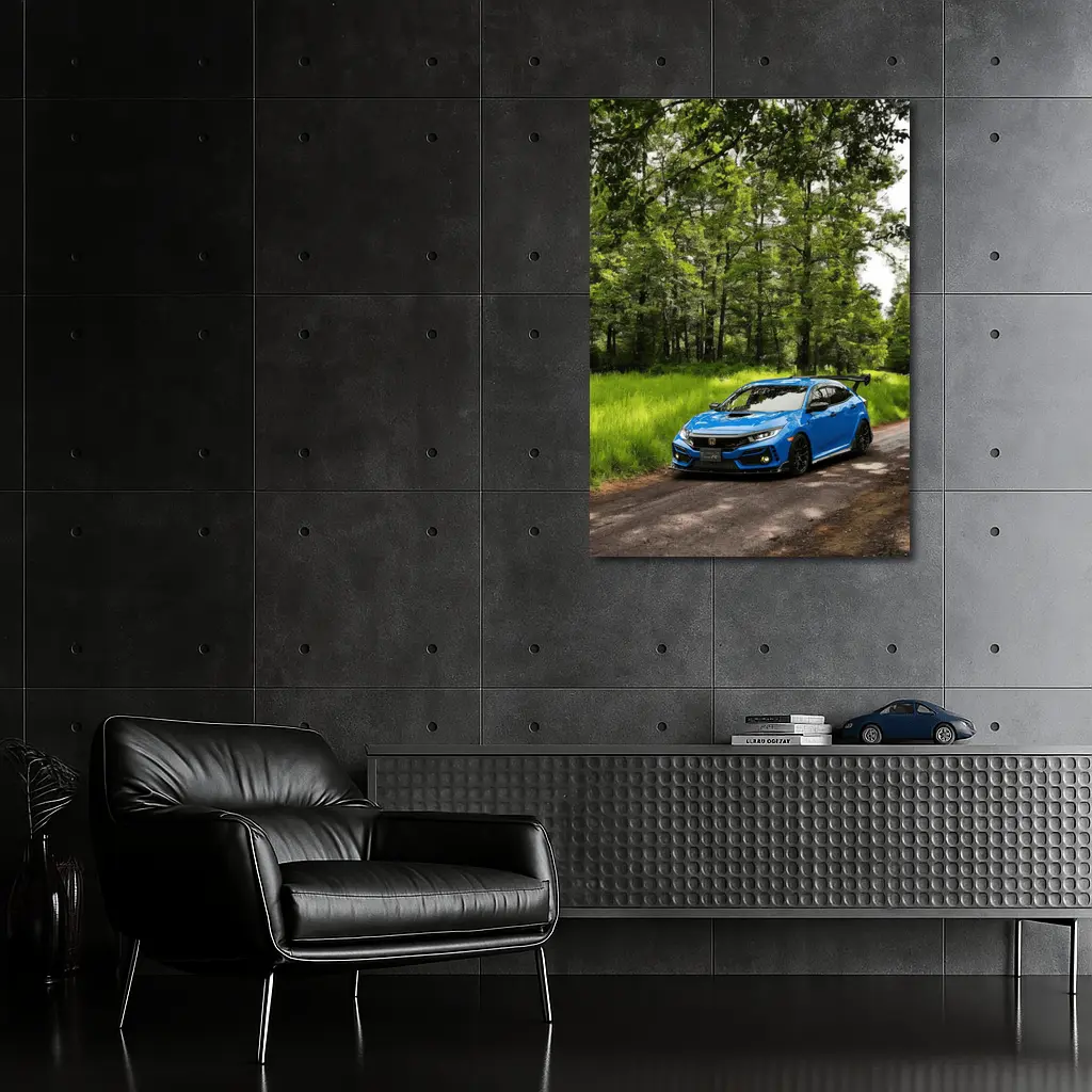 Blue Honda Civic Type R Forest Road – Wall Art