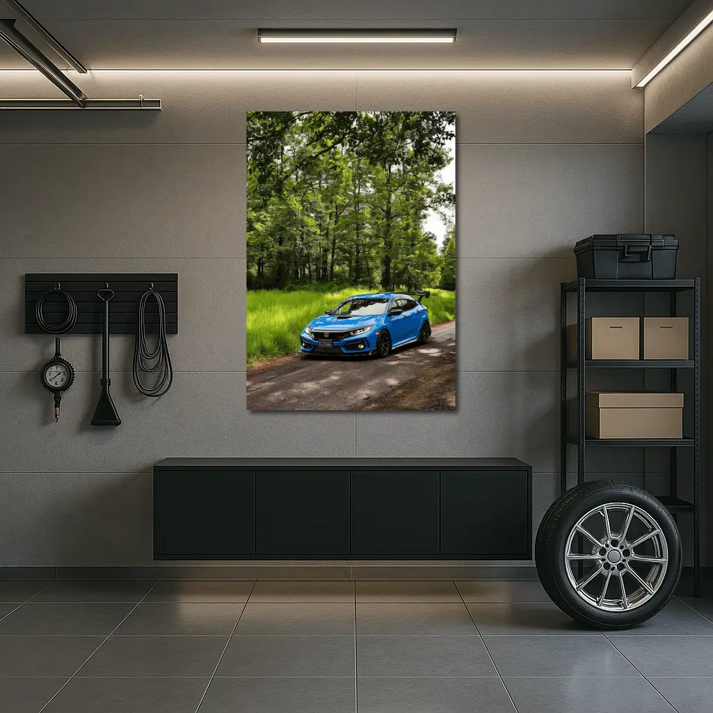 Blue Honda Civic Type R Forest Road – Wall Art