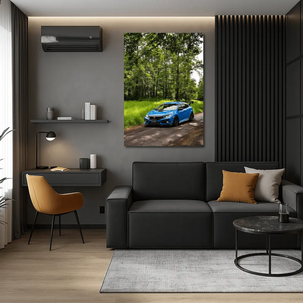 Blue Honda Civic Type R Forest Road – Wall Art