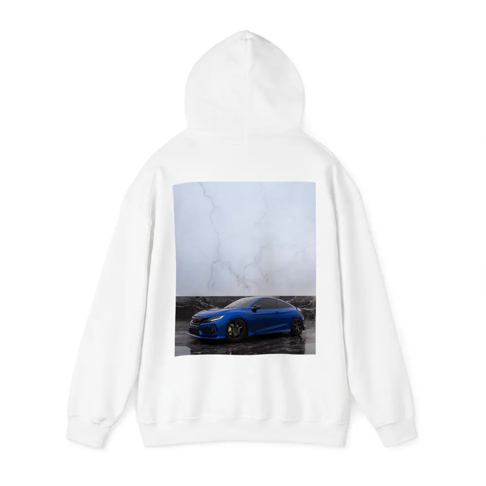 Honda Civic Blue on Marble Background – Hoodies