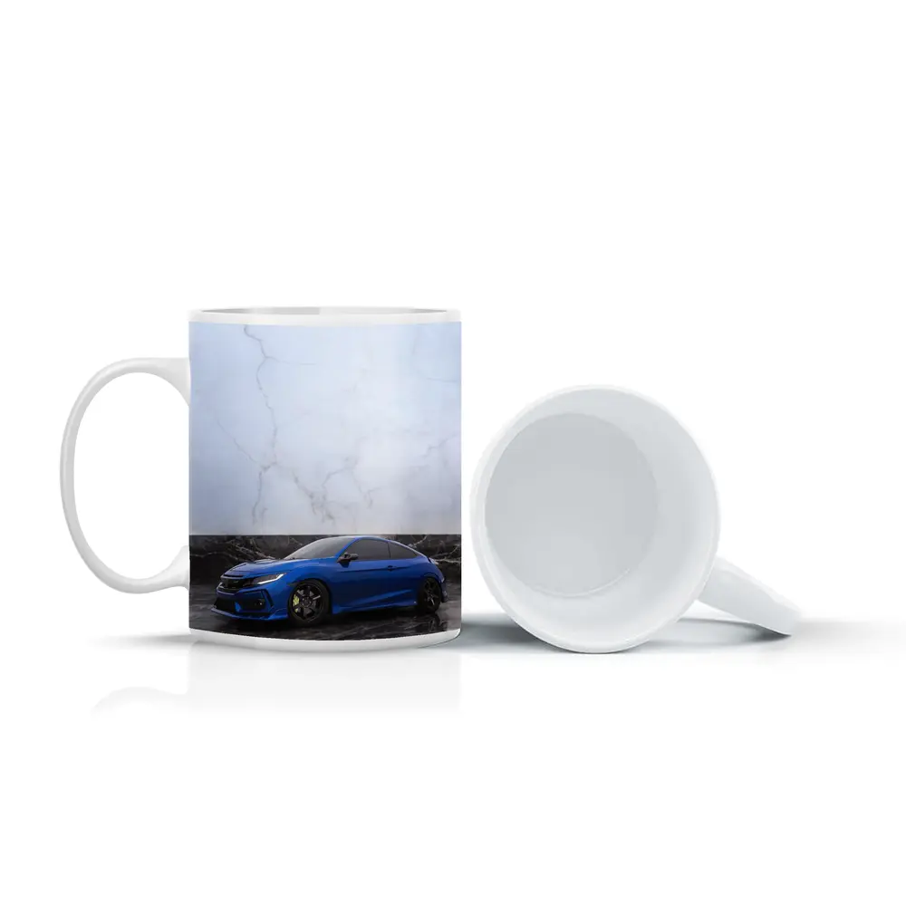 Honda Civic Blue on Marble Background – Mugs