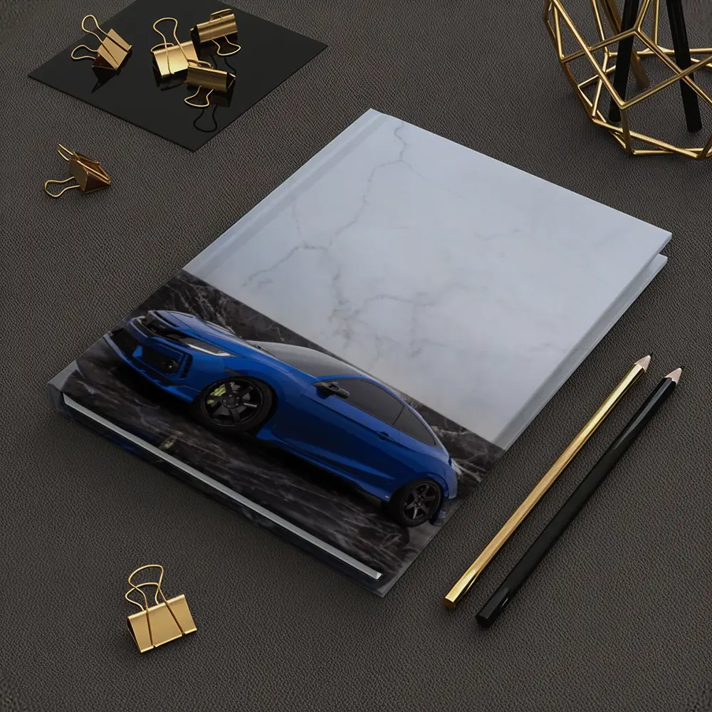 Honda Civic Blue on Marble Background – Notebooks
