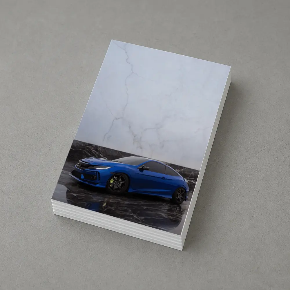 Honda Civic Blue on Marble Background – Postcards