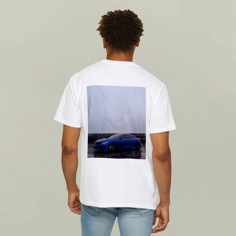 Honda Civic Blue on Marble Background – T-Shirts