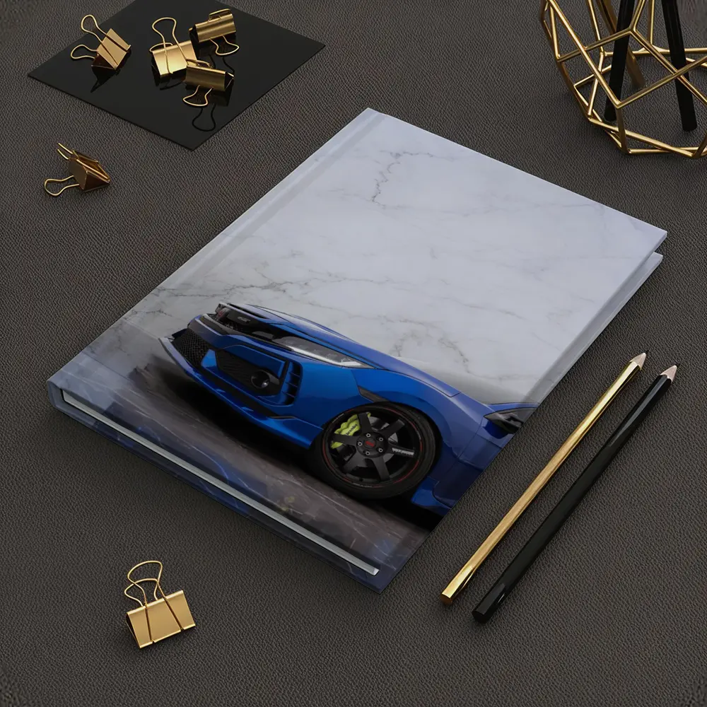 Honda Civic Blue Car Marble Background – Notebooks
