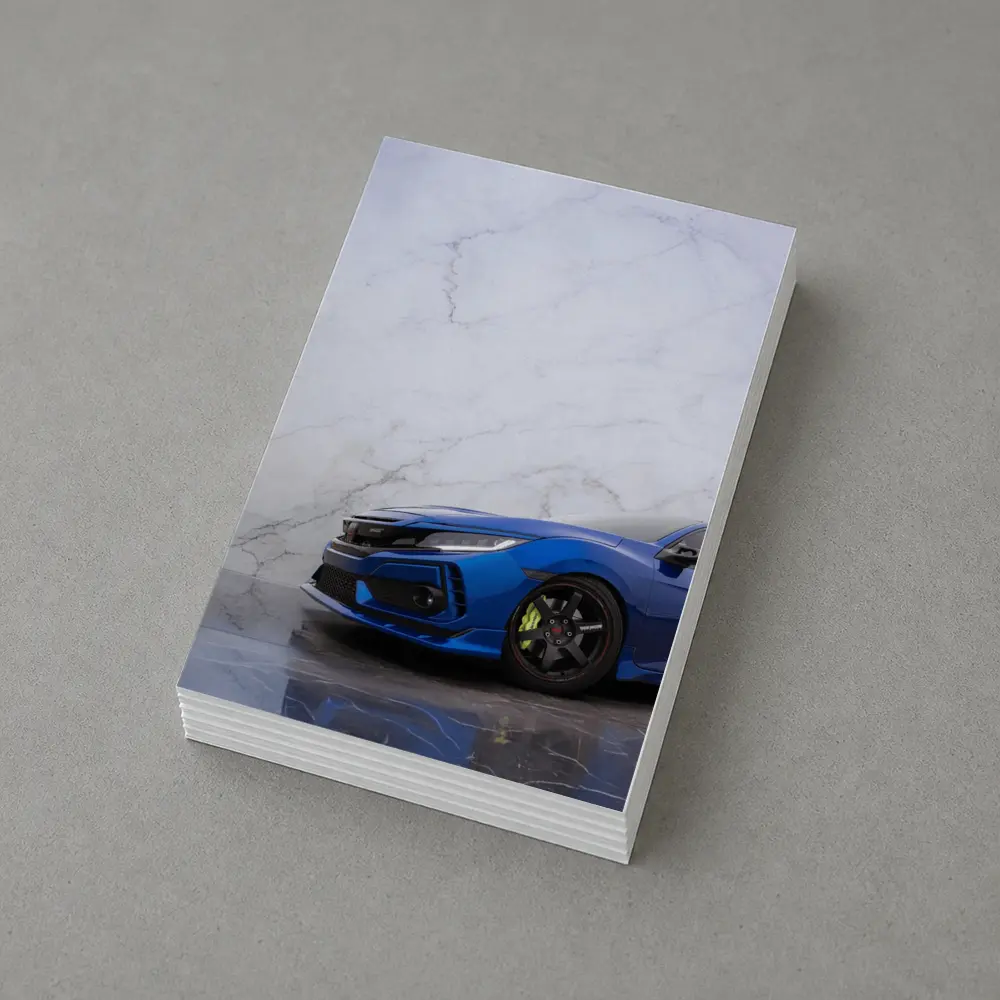 Honda Civic Blue Car Marble Background – Postcards