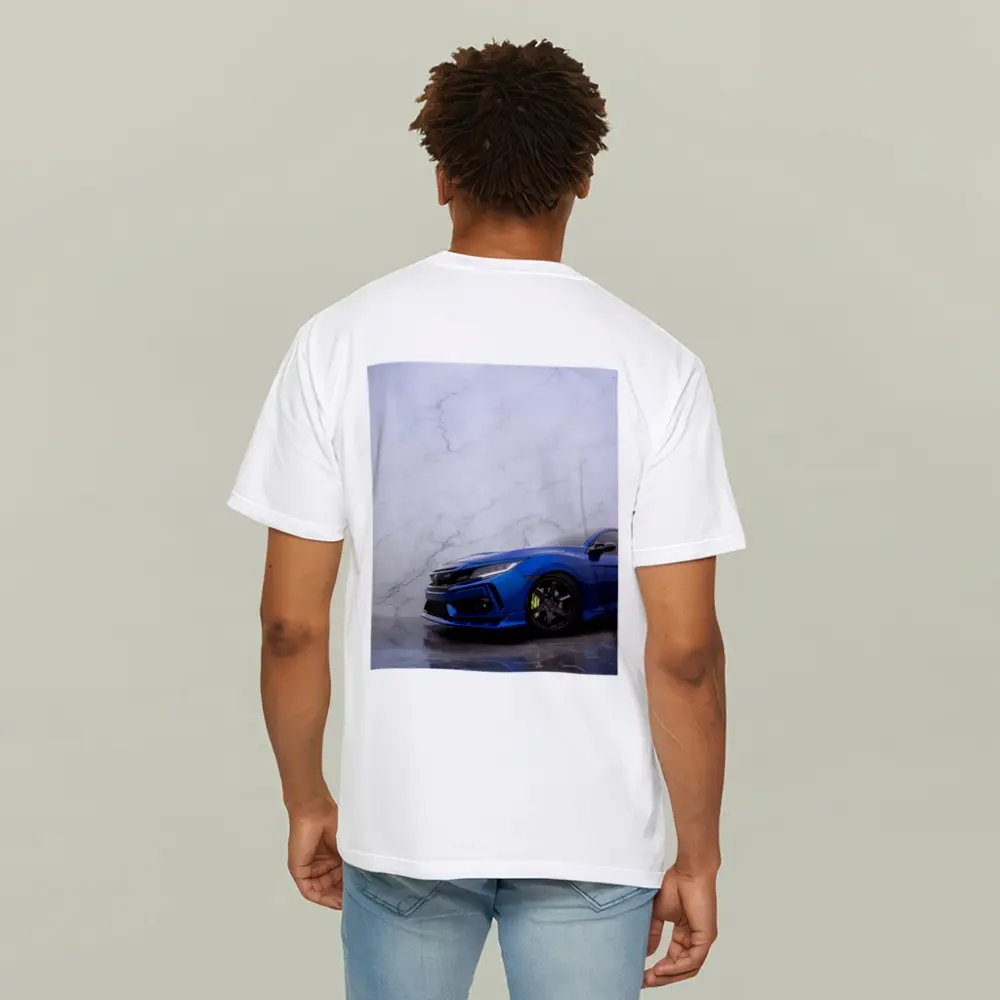 Honda Civic Blue Car Marble Background – T-Shirts