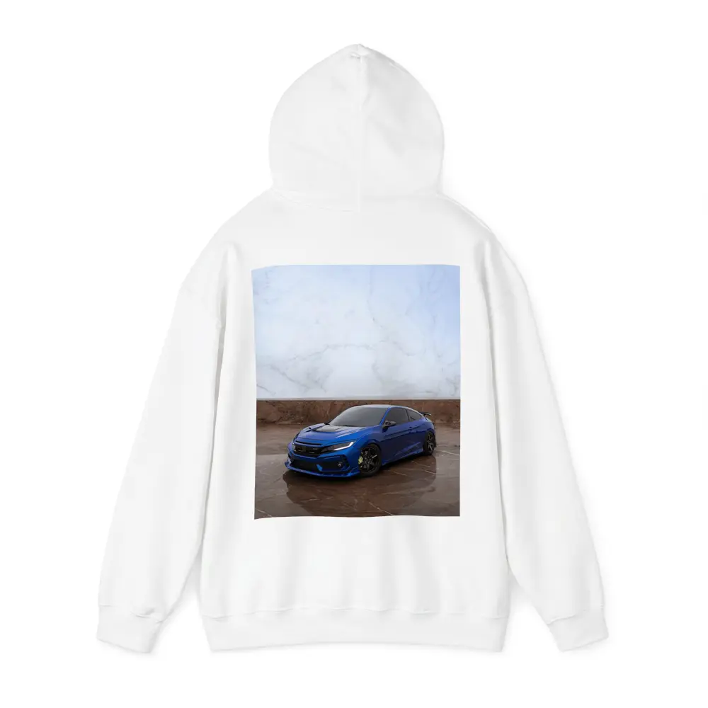Honda Civic Blue Car on Marble Background – Hoodies