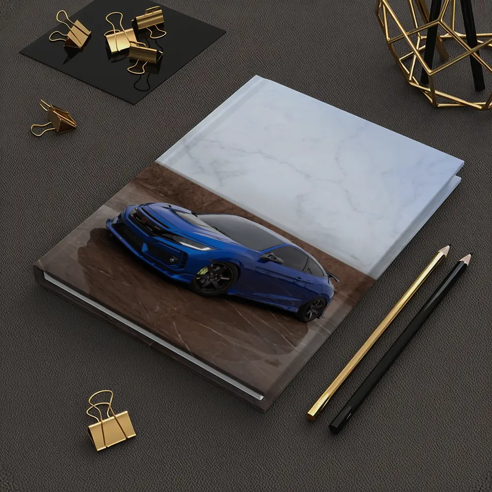 Honda Civic Blue Car on Marble Background – Notebooks