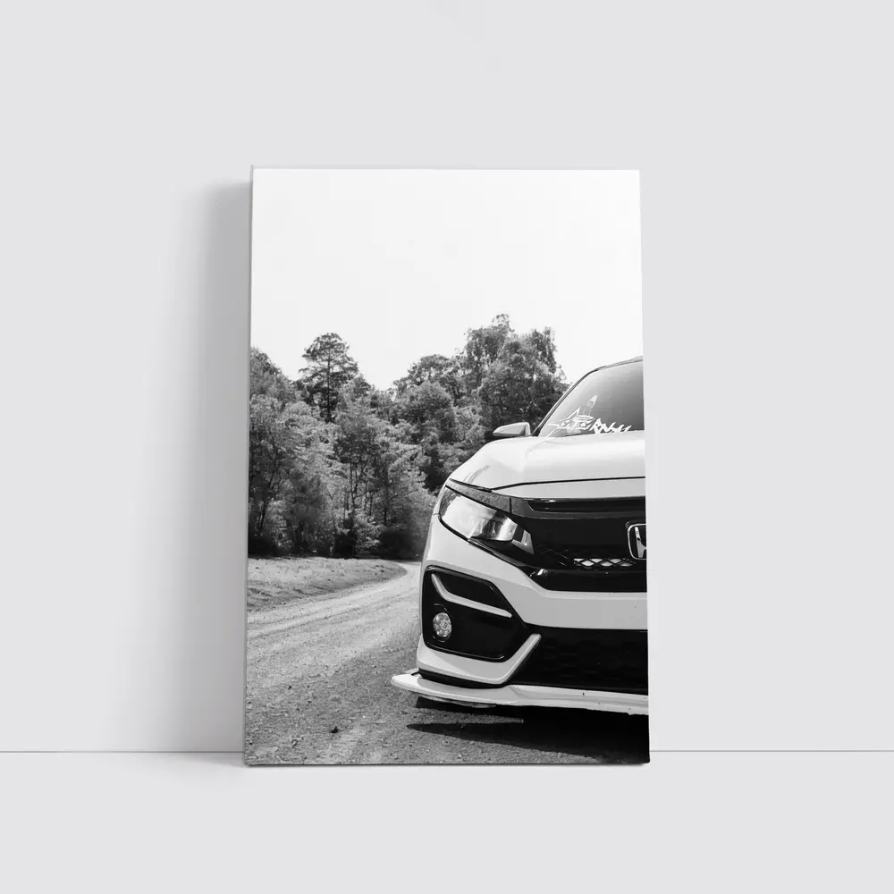 Honda Civic Front Close Up Forest Road – Wall Art