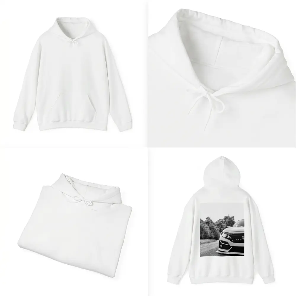 Honda Civic Front Close Up Forest Road – Hoodies