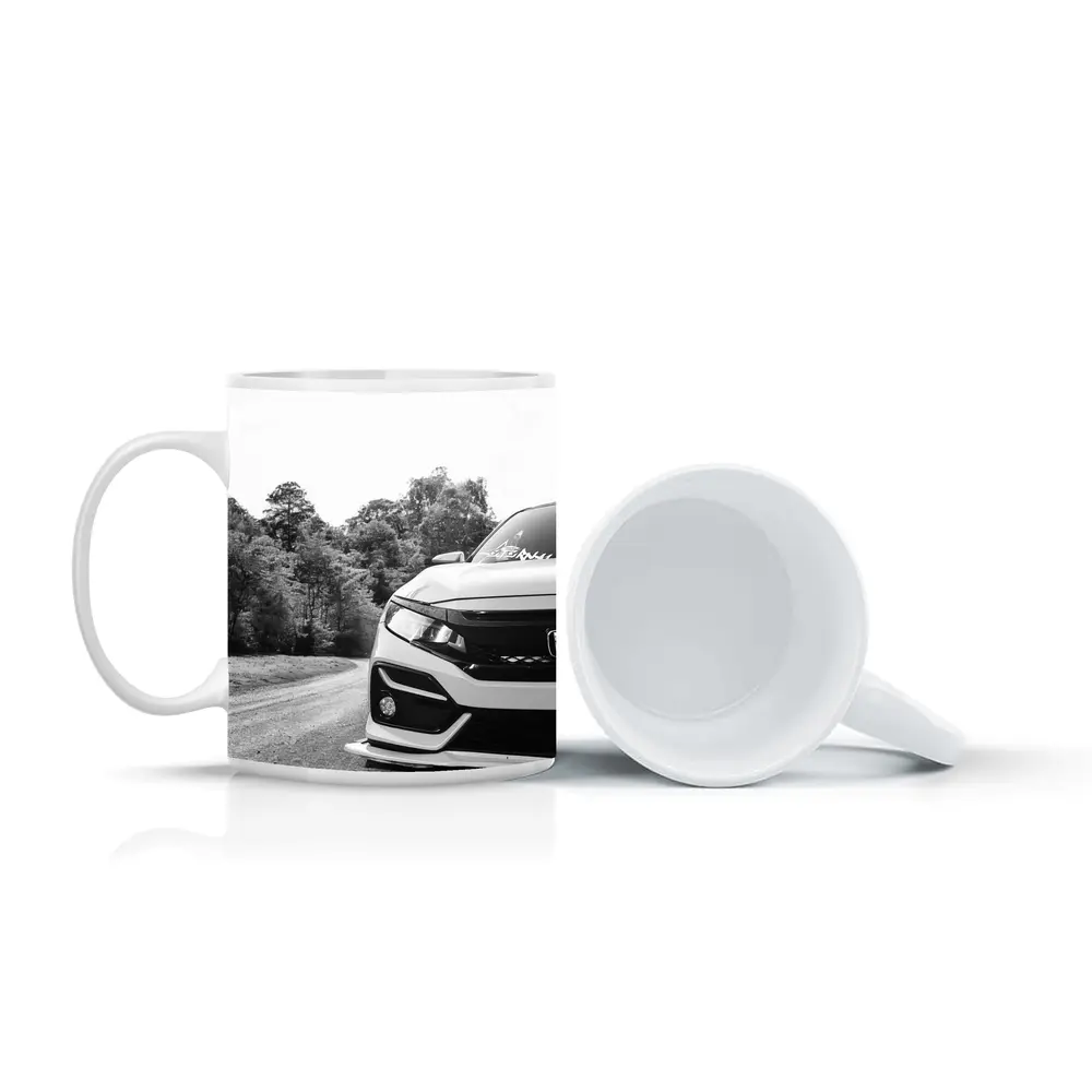 Honda Civic Front Close Up Forest Road – Mugs