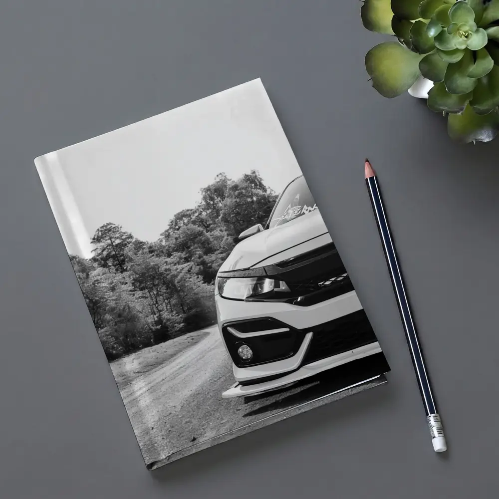 Honda Civic Front Close Up Forest Road – Notebooks
