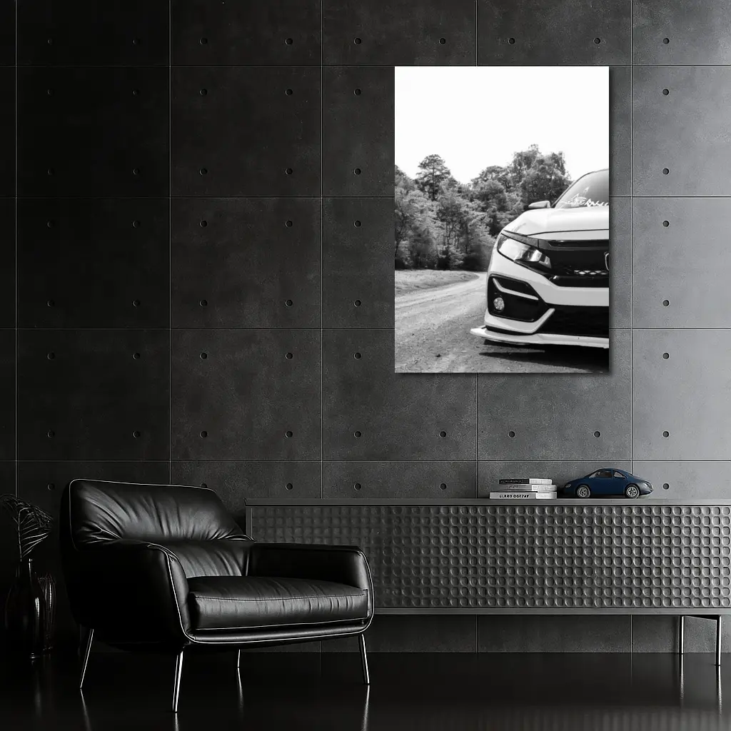 Honda Civic Front Close Up Forest Road – Wall Art