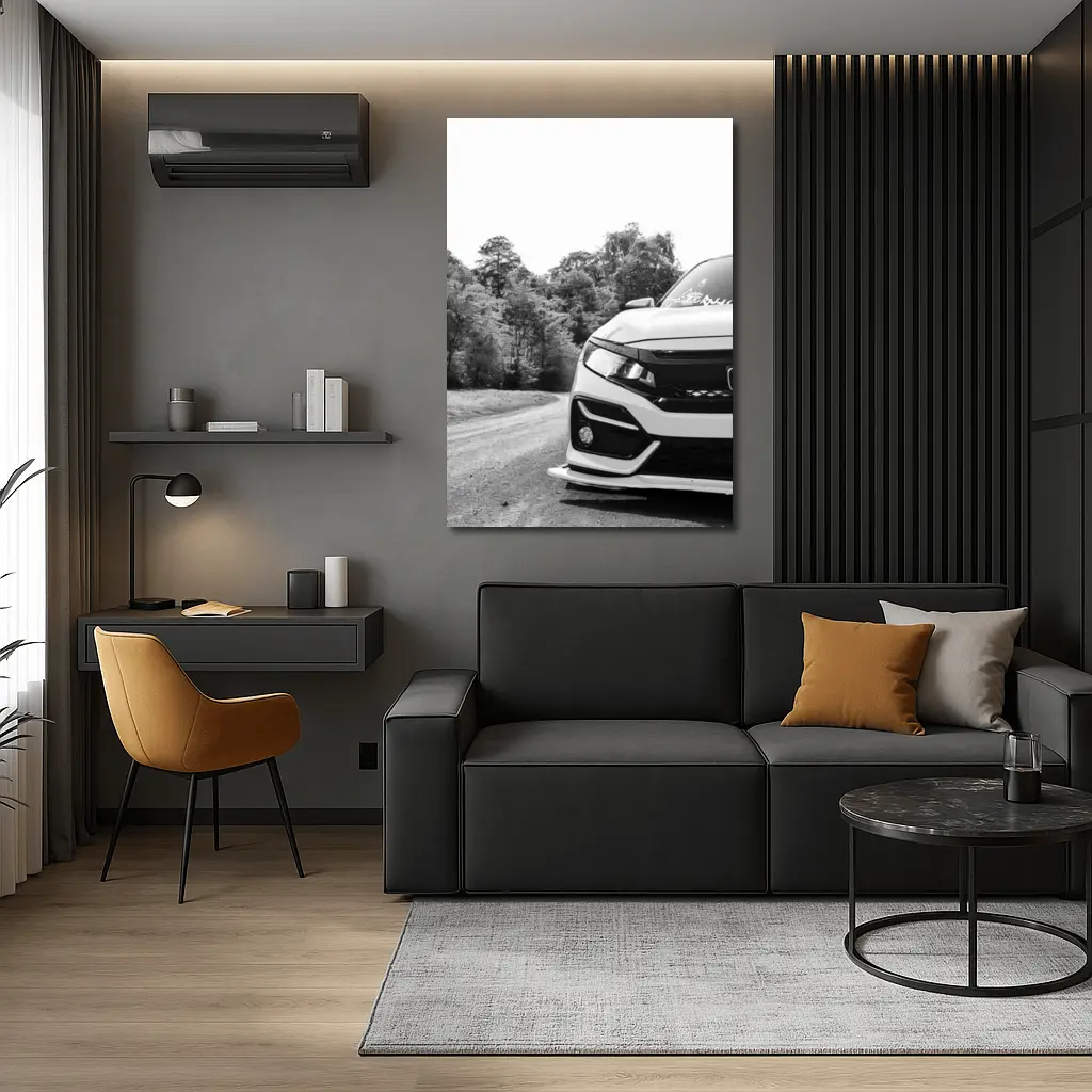 Honda Civic Front Close Up Forest Road – Wall Art