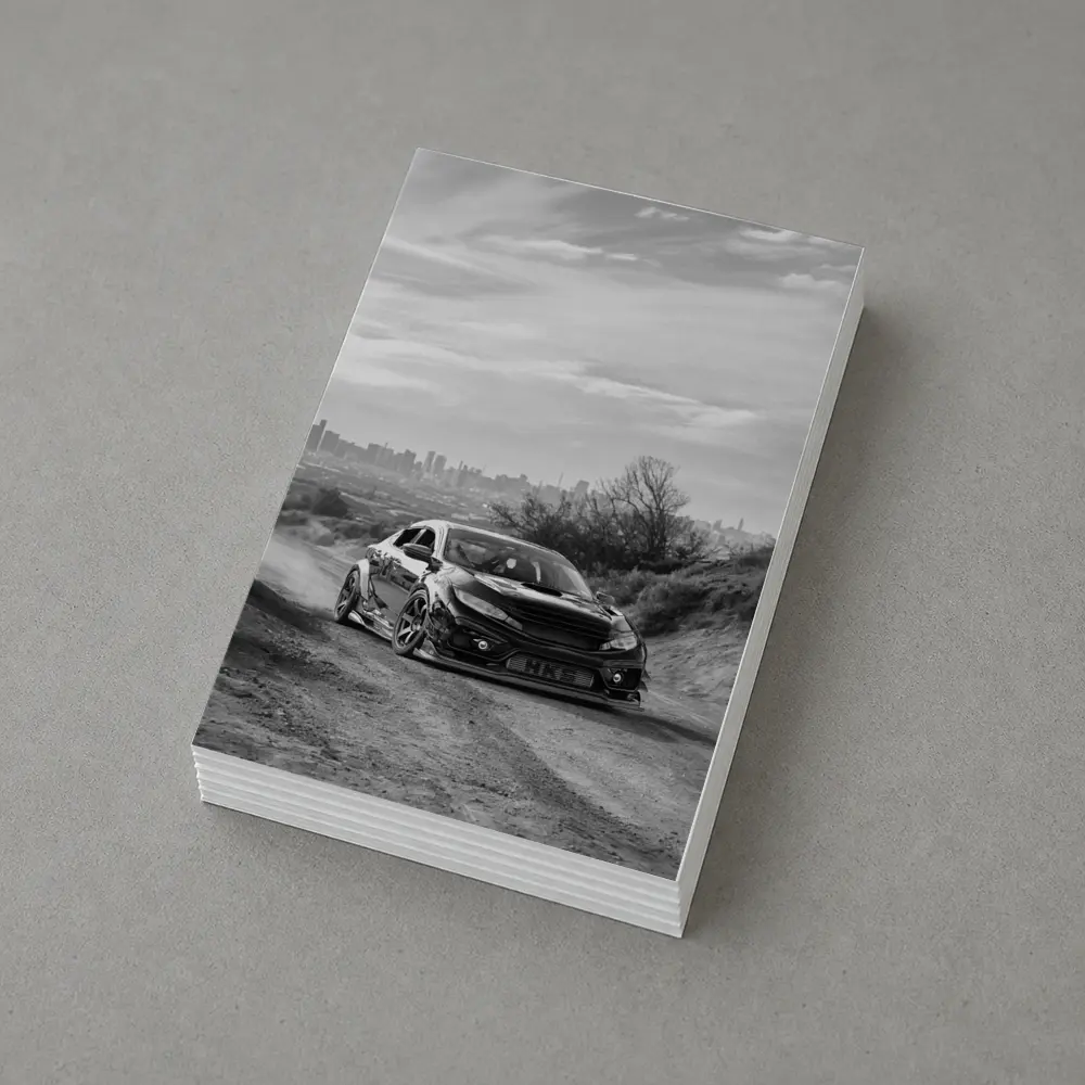 Honda Civic Widebody Black White Dirt Road – Postcards