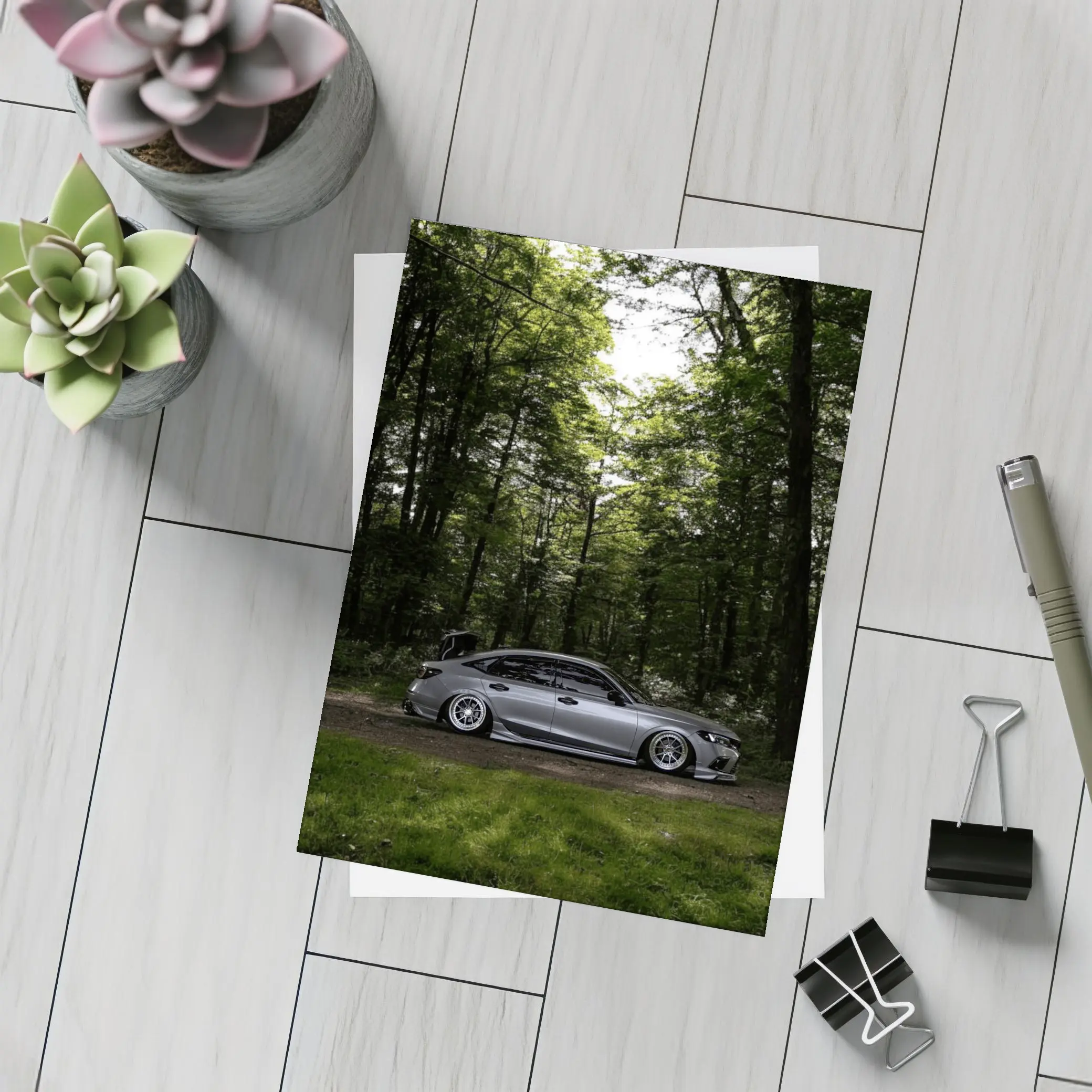 Honda Civic Stance Build Forest Setting – Postcards