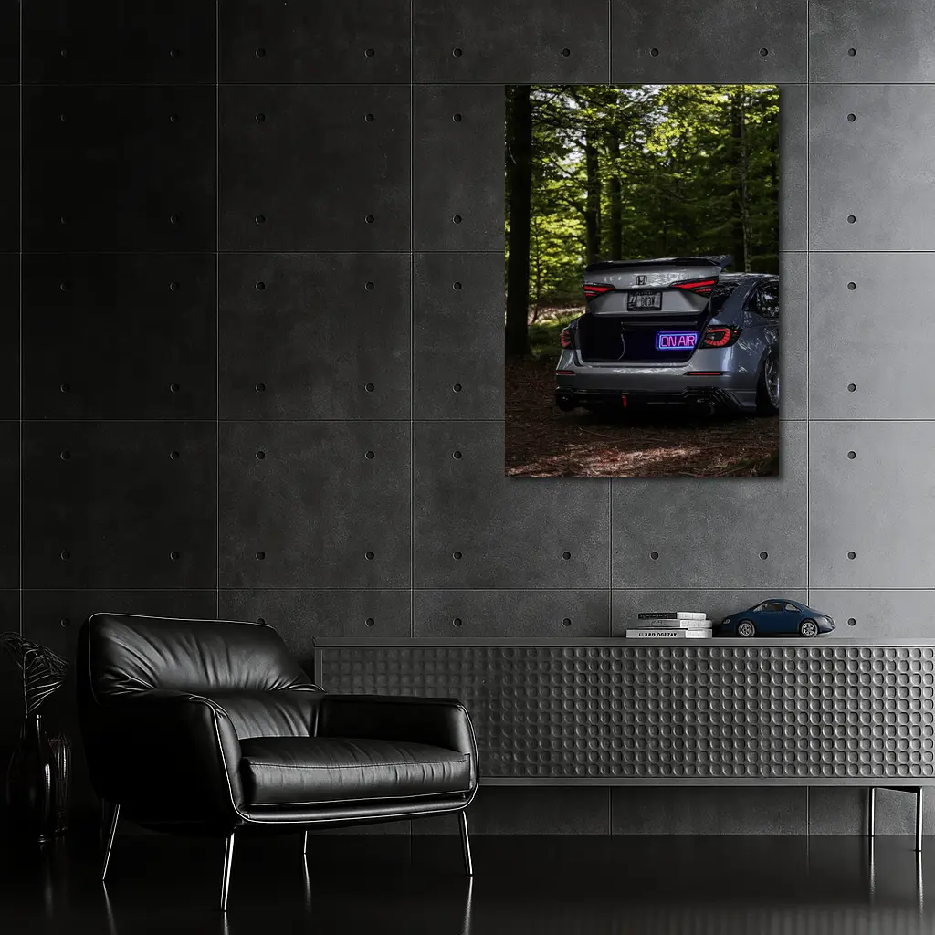 Honda Civic Stanced Rear Forest Setting – Wall Art