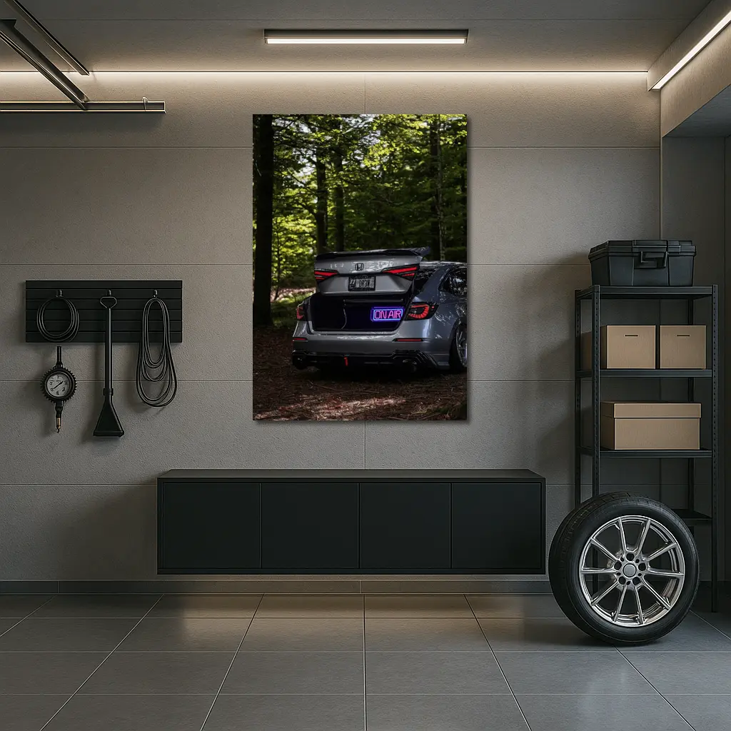 Honda Civic Stanced Rear Forest Setting – Wall Art