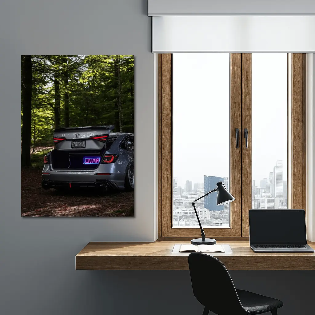 Honda Civic Stanced Rear Forest Setting – Wall Art
