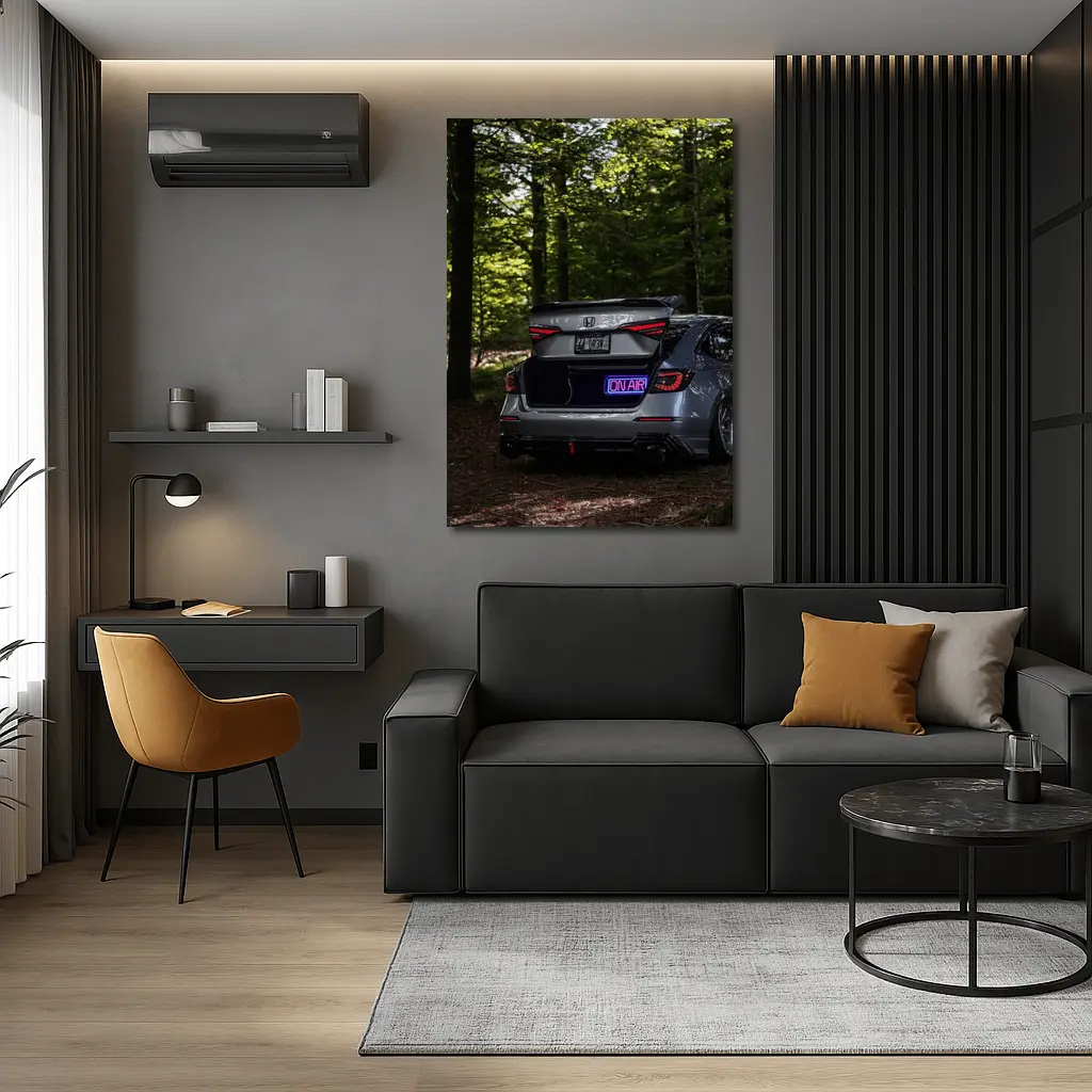 Honda Civic Stanced Rear Forest Setting – Wall Art