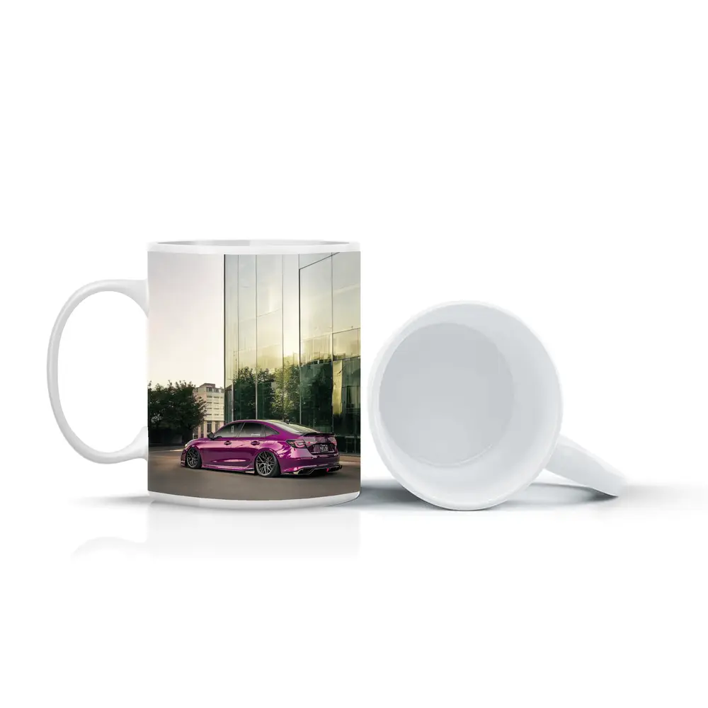 Honda Civic Purple Chrome Stance Glass Building – Mugs