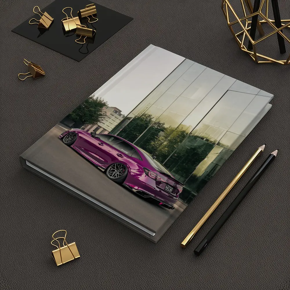 Honda Civic Purple Chrome Stance Glass Building – Notebooks