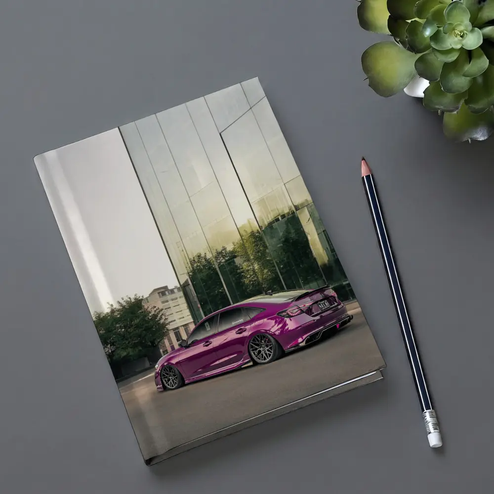 Honda Civic Purple Chrome Stance Glass Building – Notebooks