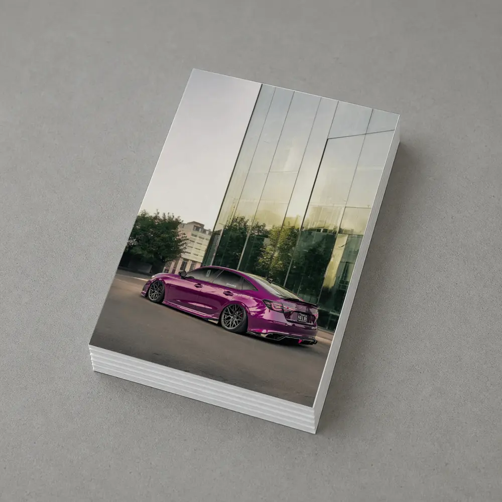 Honda Civic Purple Chrome Stance Glass Building – Postcards
