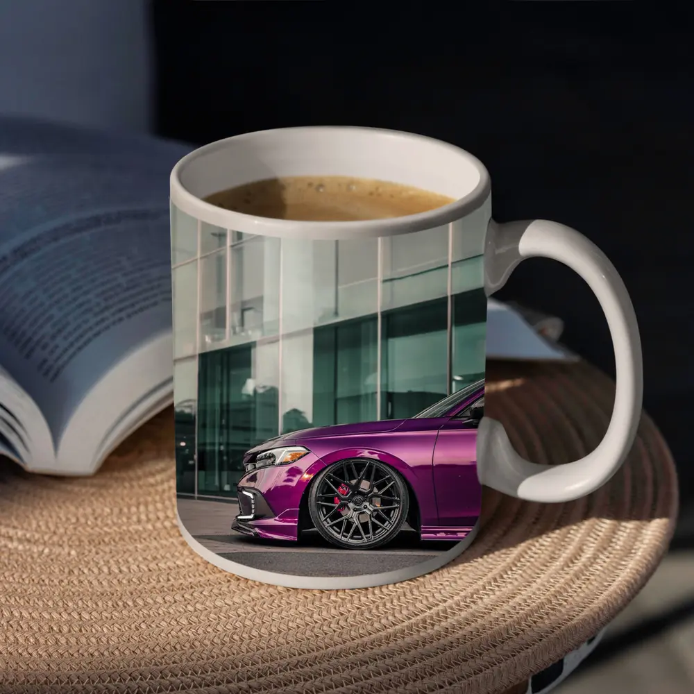 Purple Honda Civic Si Glass Building – Mugs