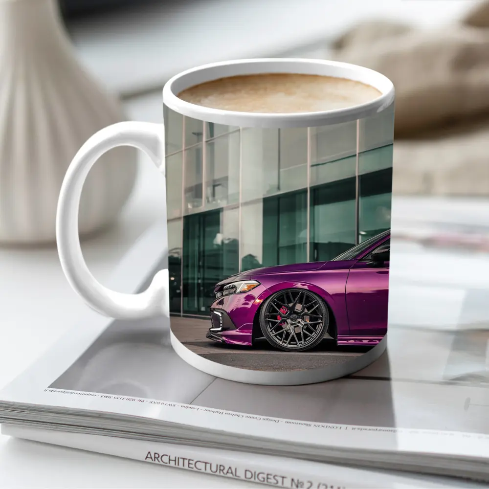 Purple Honda Civic Si Glass Building – Mugs