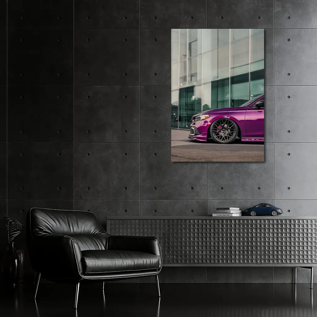 Purple Honda Civic Si Glass Building – Wall Art