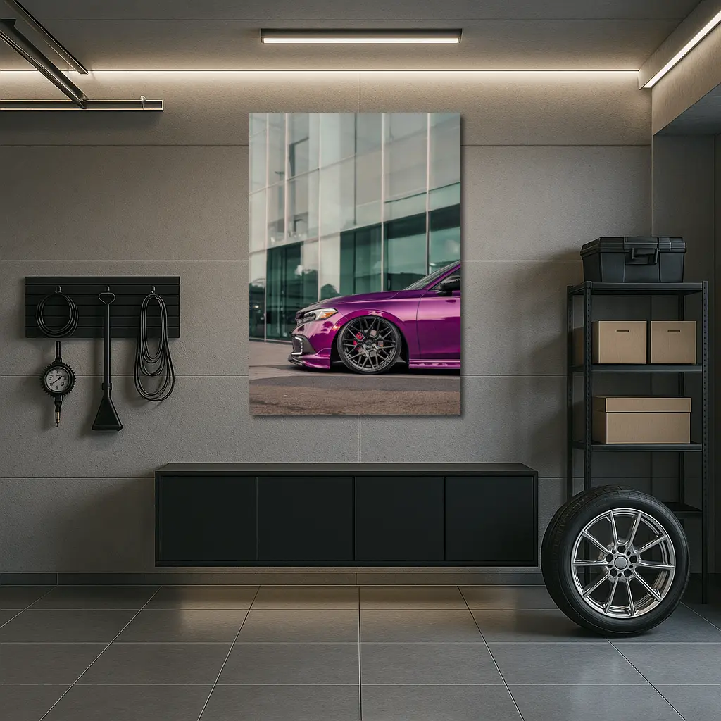 Purple Honda Civic Si Glass Building – Wall Art