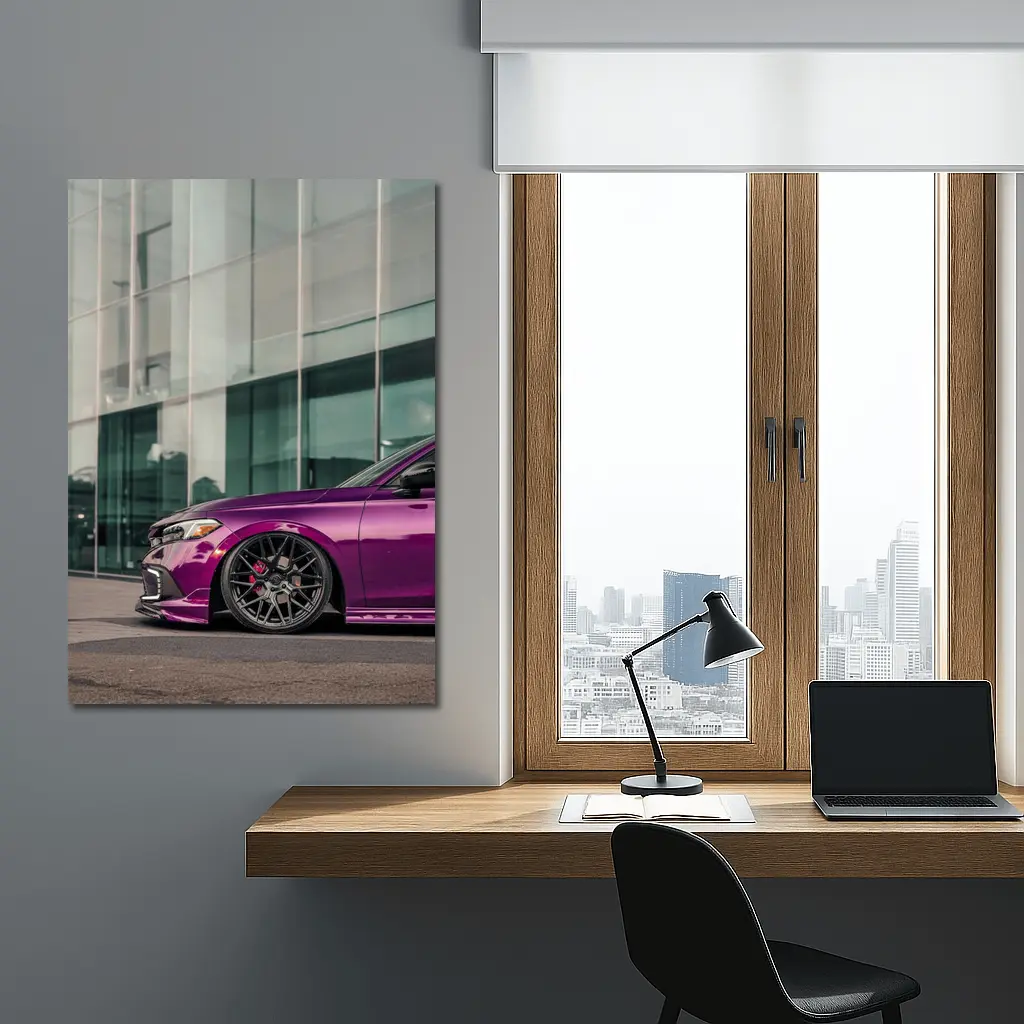 Purple Honda Civic Si Glass Building – Wall Art
