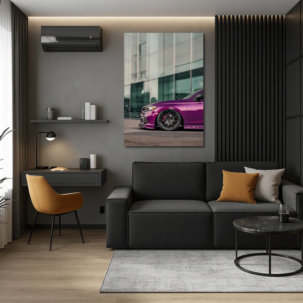 Purple Honda Civic Si Glass Building – Wall Art
