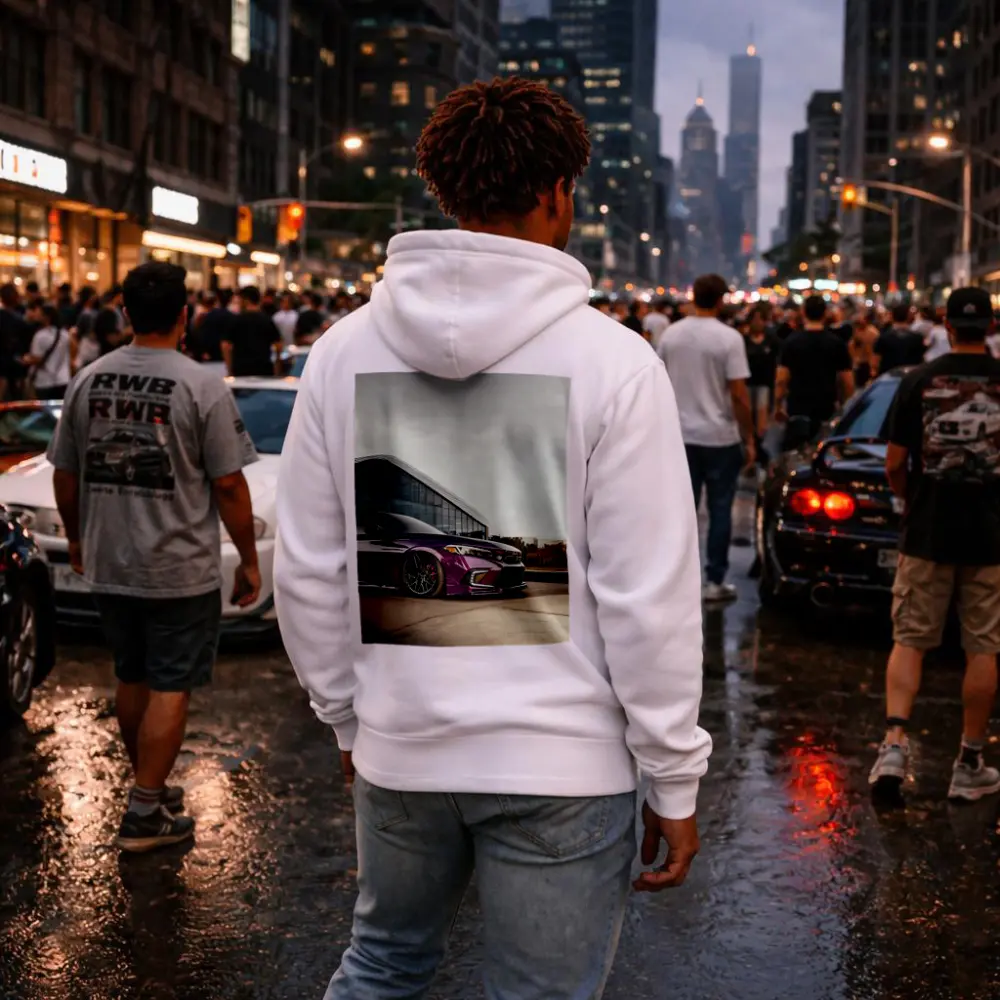 Purple Honda Civic Stance Glass Building – Hoodies