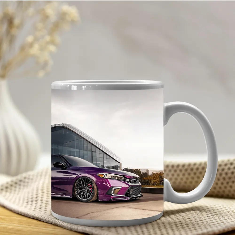 Purple Honda Civic Stance Glass Building – Mugs