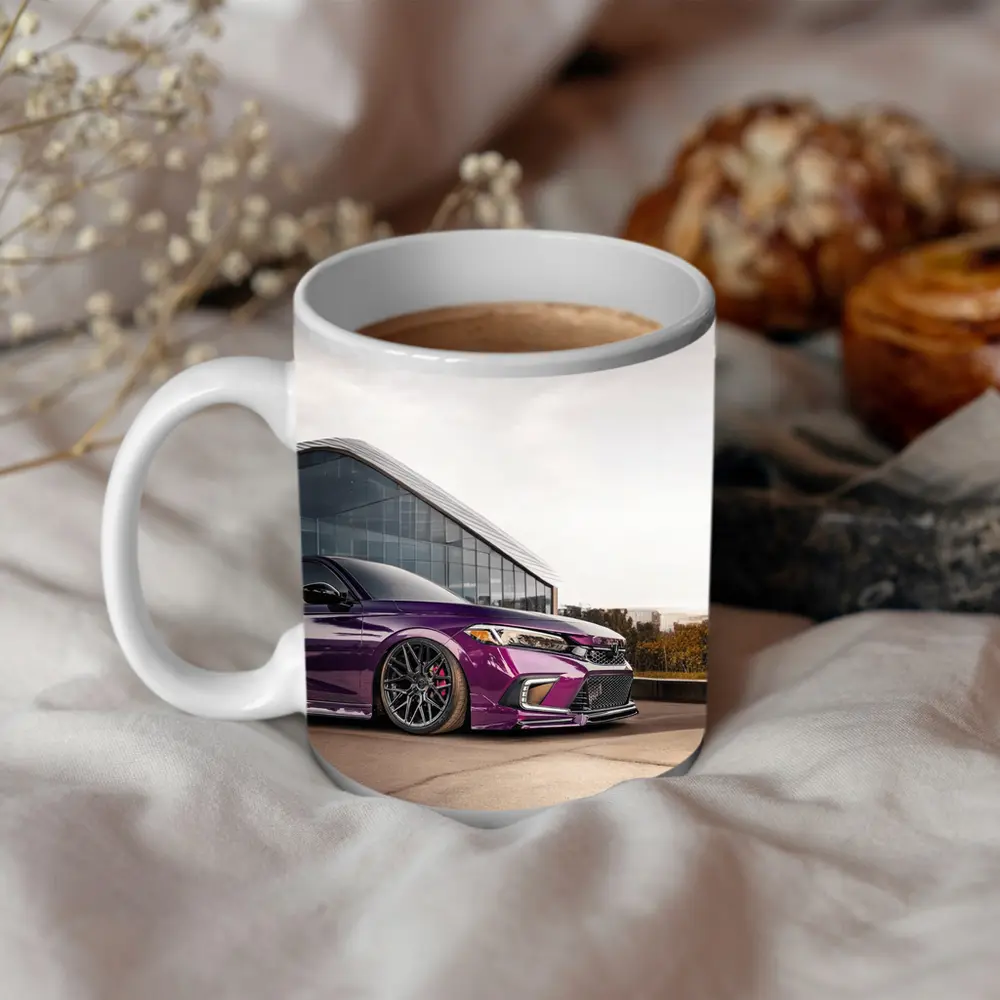 Purple Honda Civic Stance Glass Building – Mugs