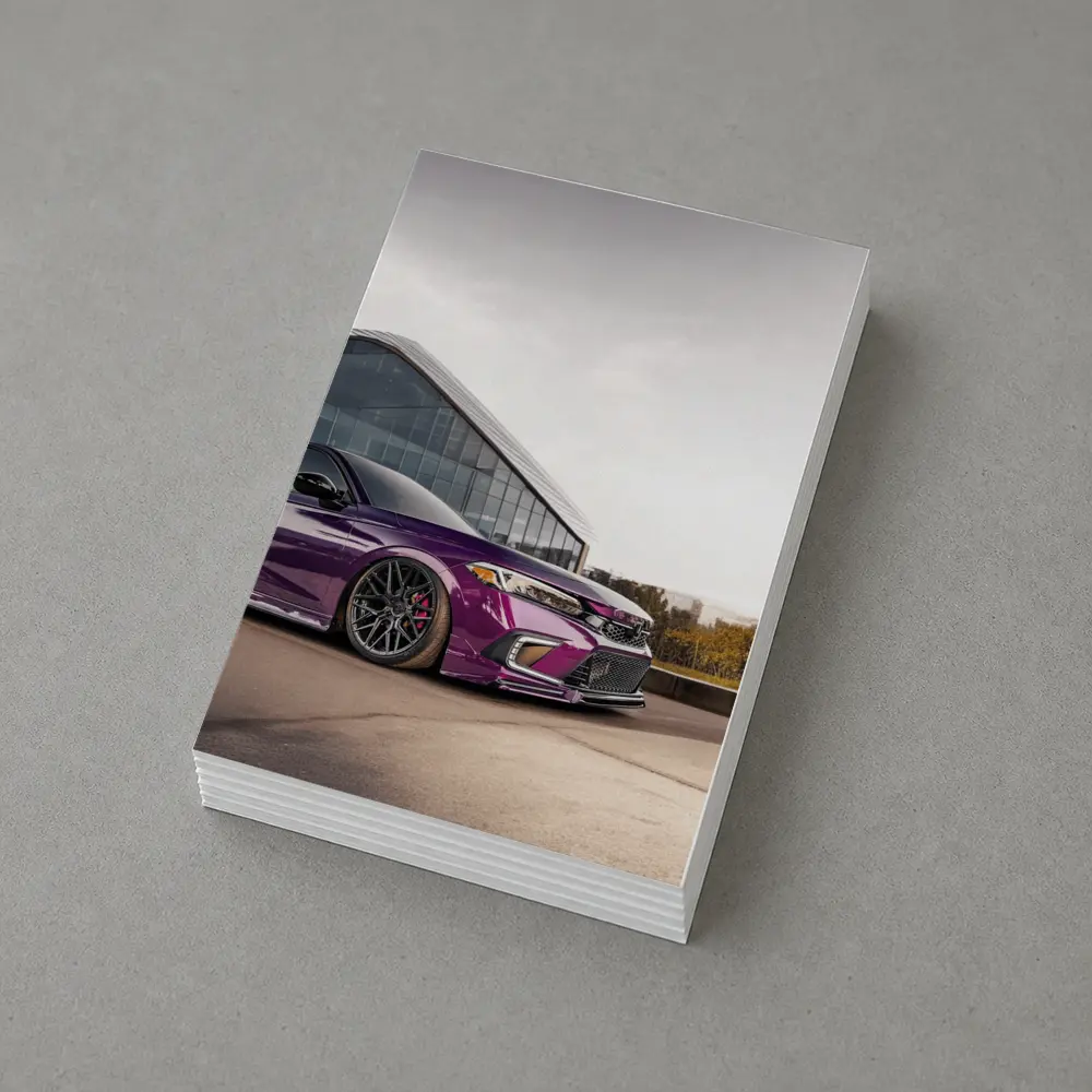 Purple Honda Civic Stance Glass Building – Postcards
