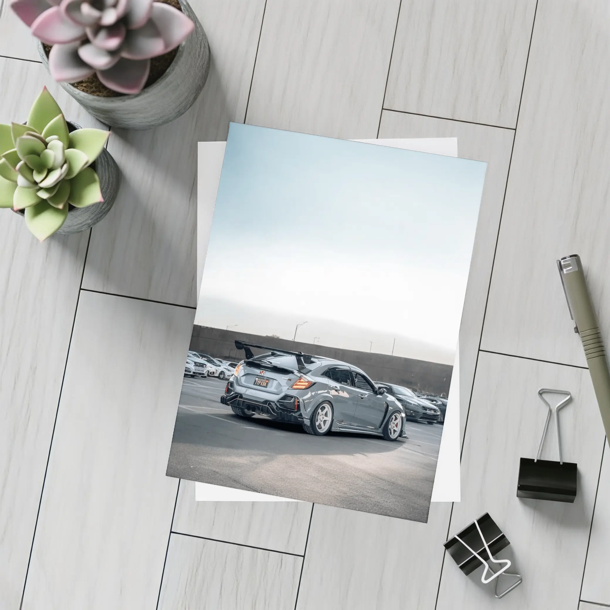 Honda Civic Type R Gray Parking Lot – Postcards