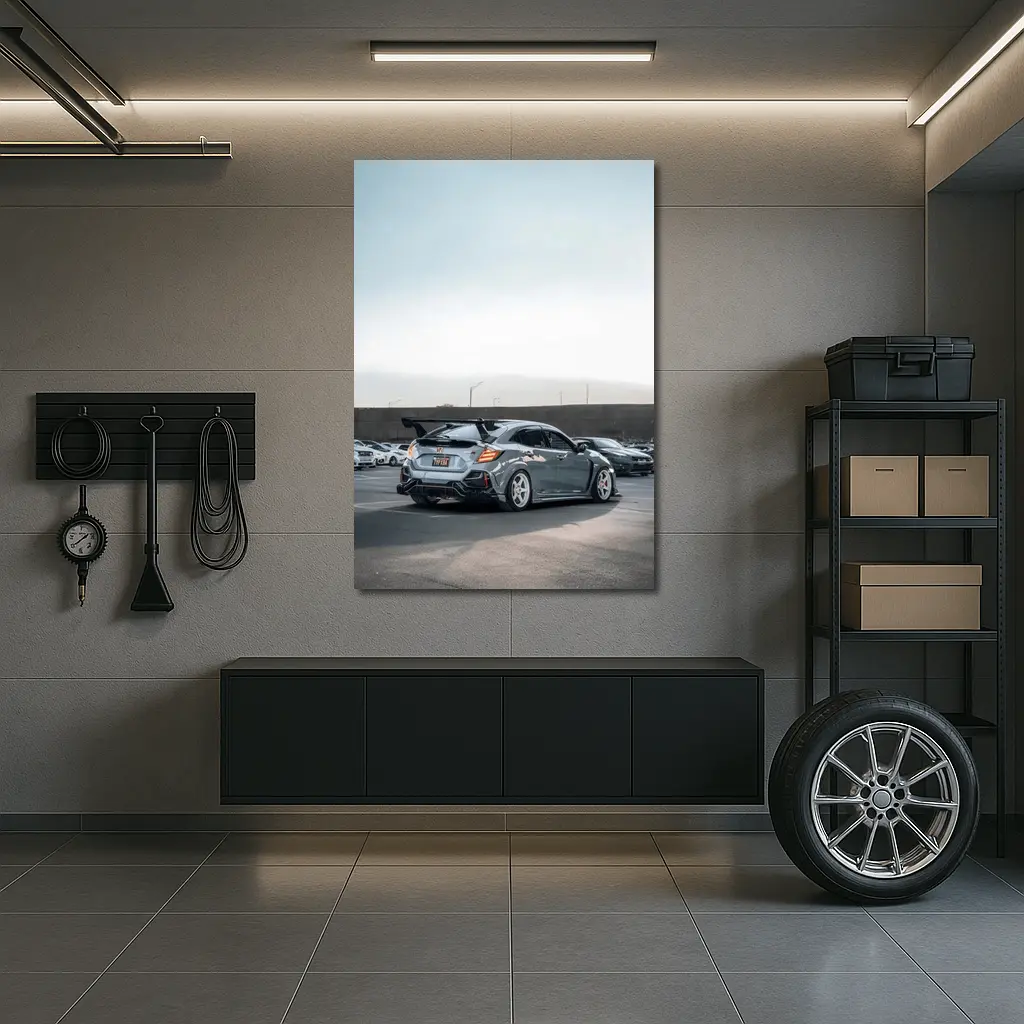 Honda Civic Type R Gray Parking Lot – Wall Art