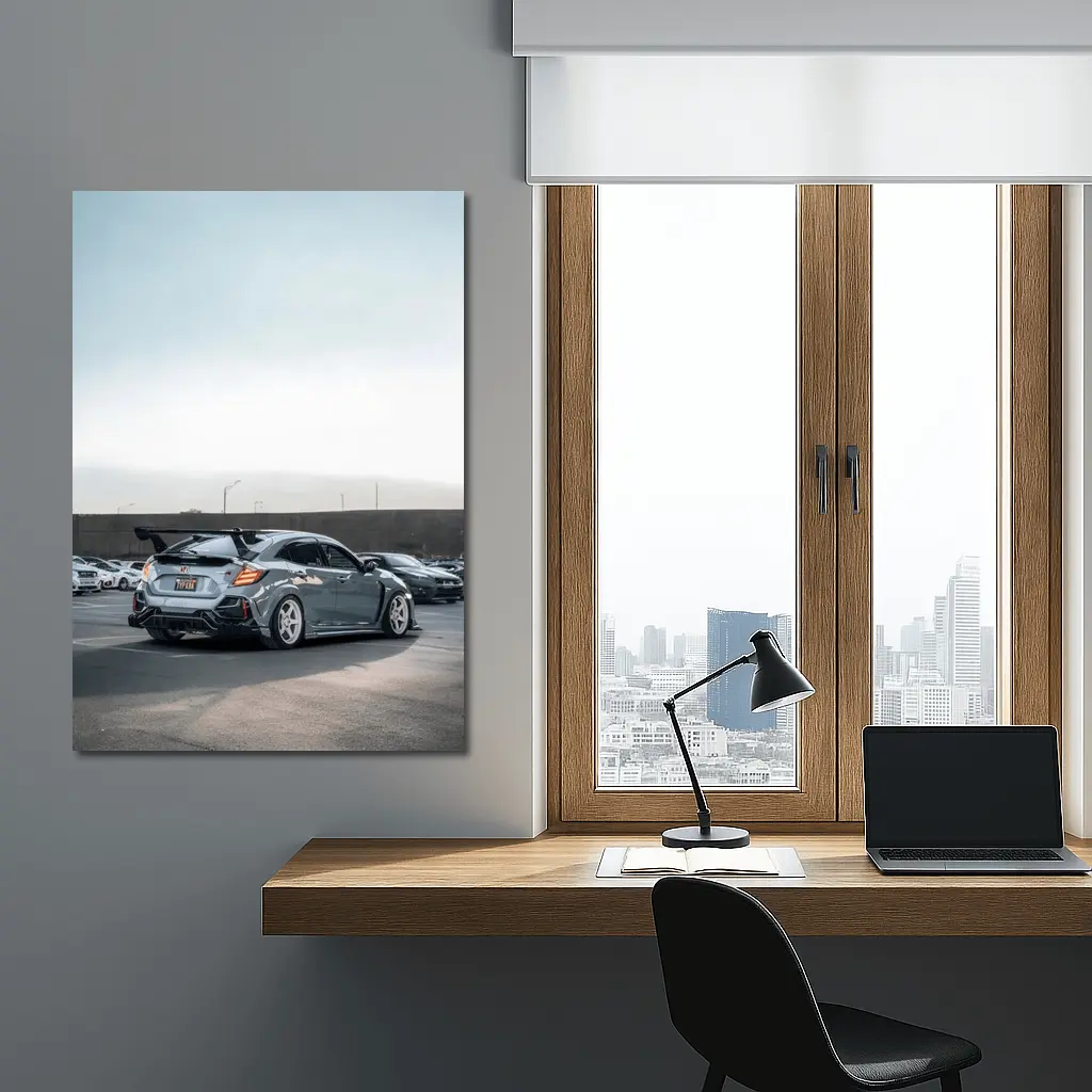 Honda Civic Type R Gray Parking Lot – Wall Art