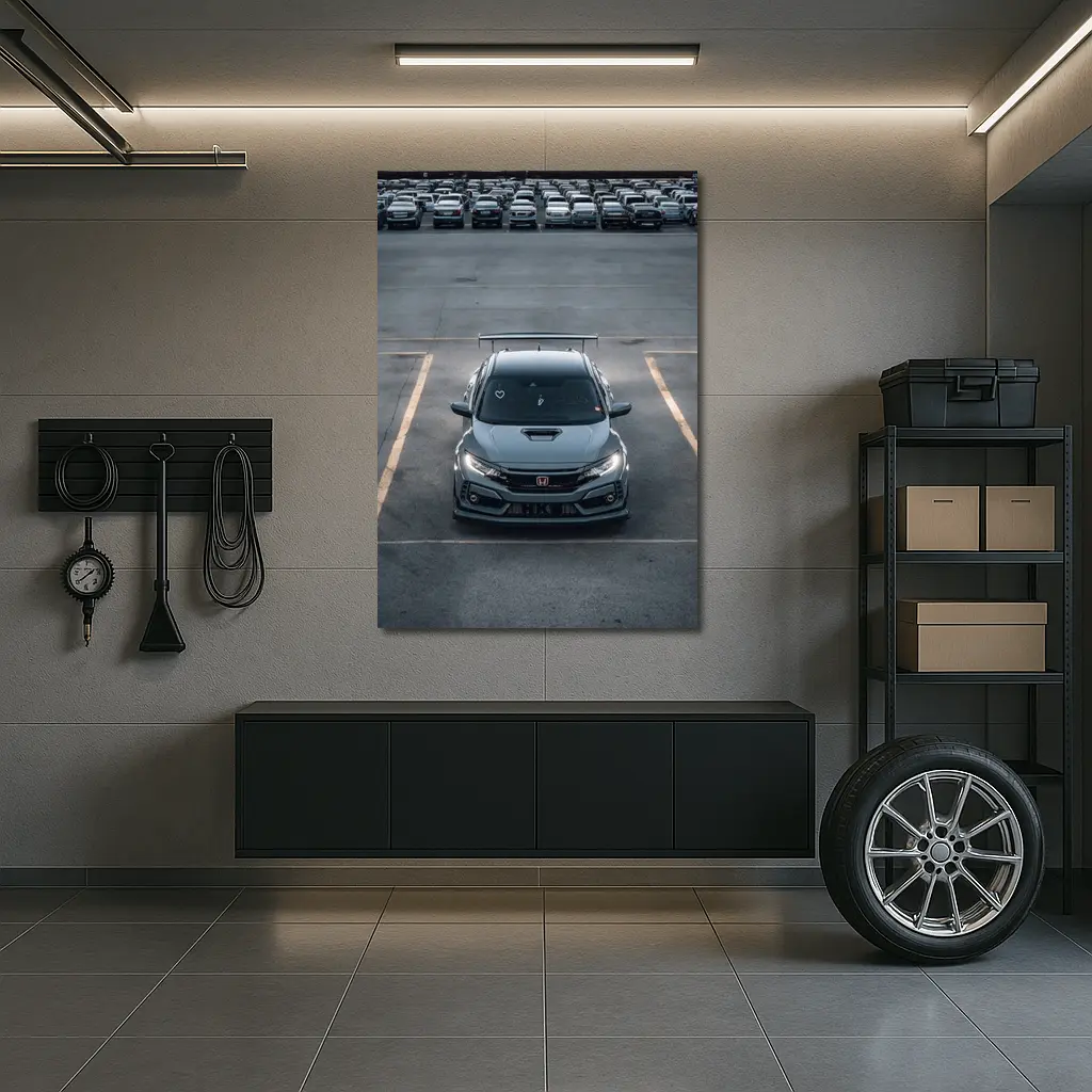 Honda Civic Type R Gray Parking Lot – Wall Art