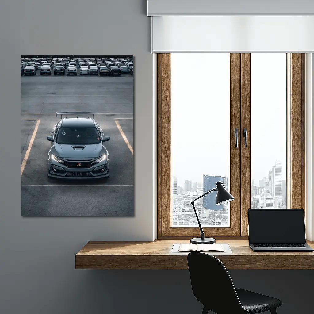 Honda Civic Type R Gray Parking Lot – Wall Art