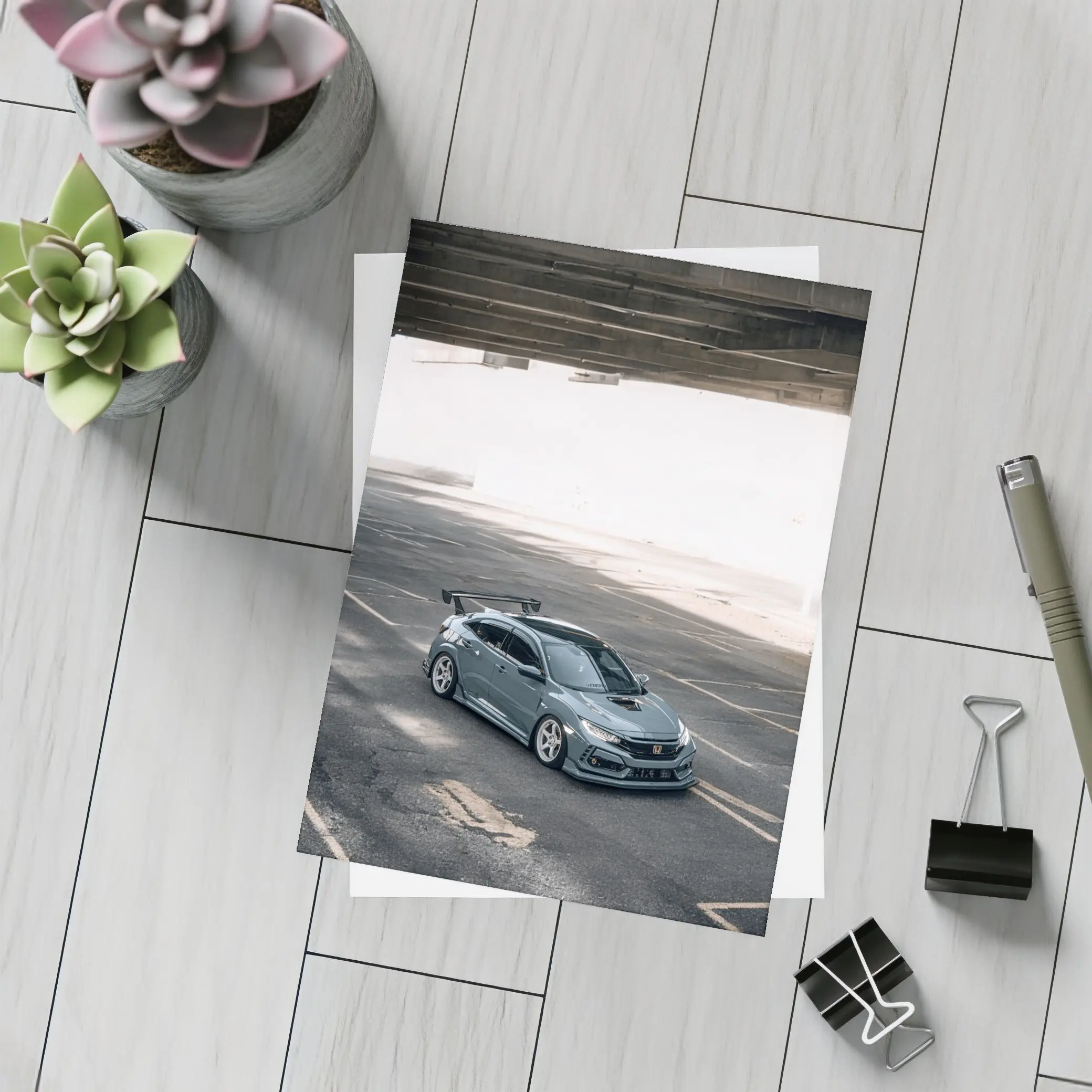 Honda Civic Type R Gray Urban Street – Postcards