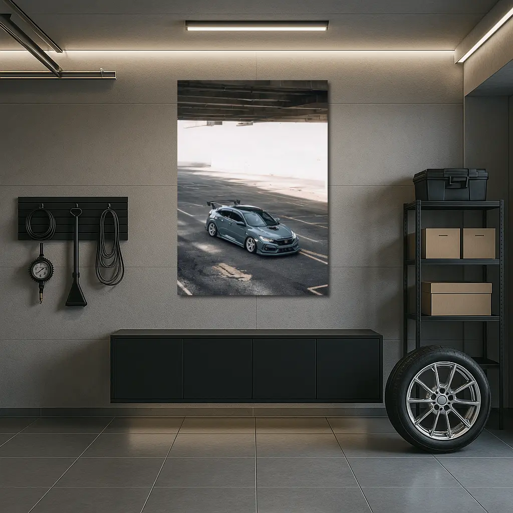 Honda Civic Type R Gray Urban Street – Wall Art