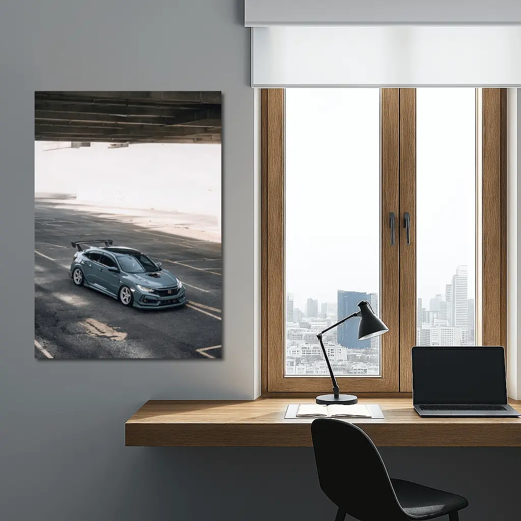 Honda Civic Type R Gray Urban Street – Wall Art