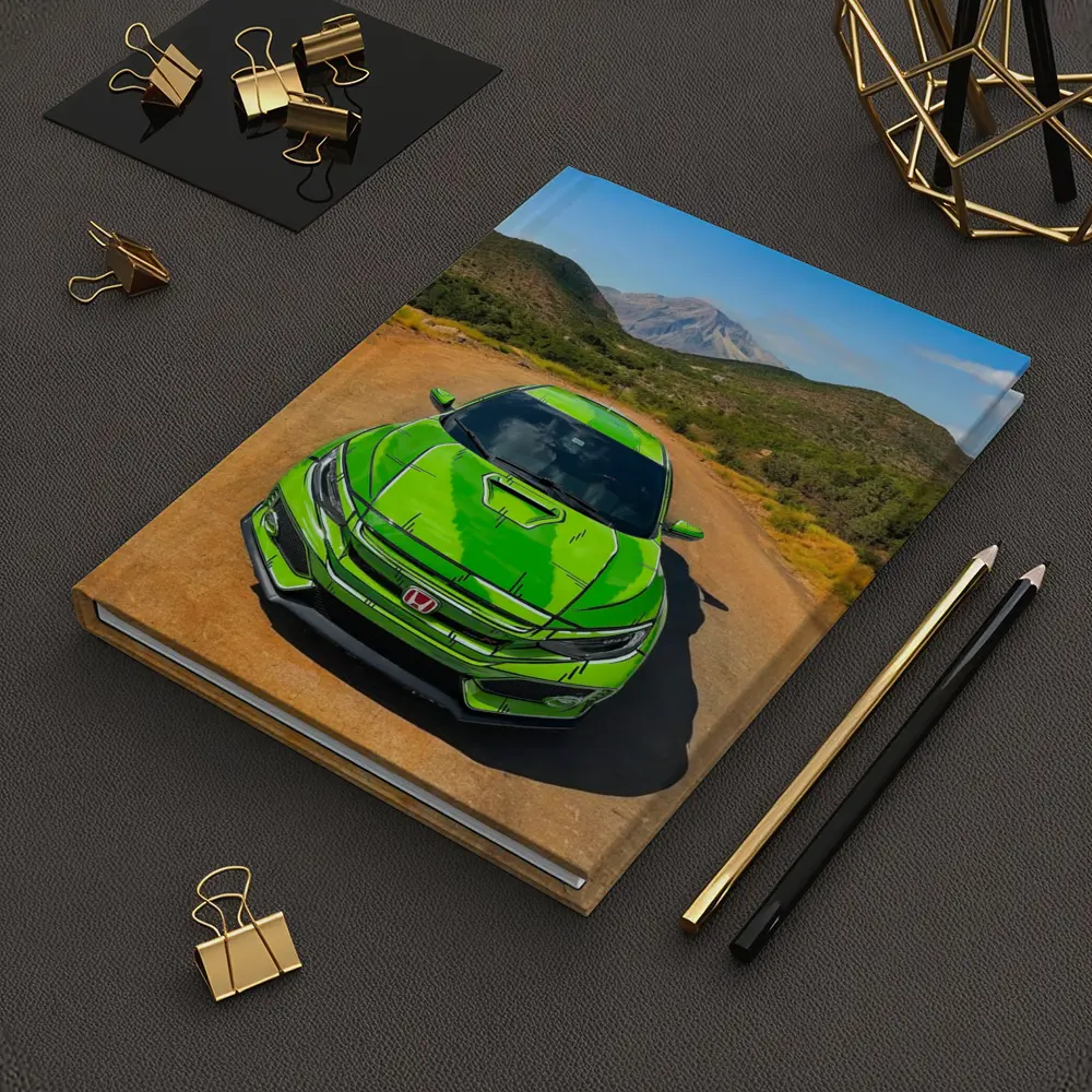 Green Honda Civic Front View Mountain Road – Notebooks