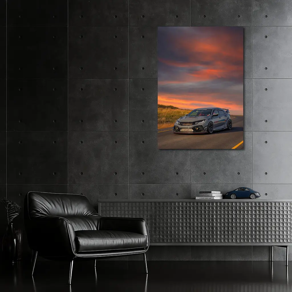 Honda Civic Type R Grey Sunset Sky – Wall Art
